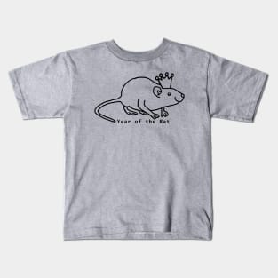 Year of the Rat with Crown Outline Kids T-Shirt